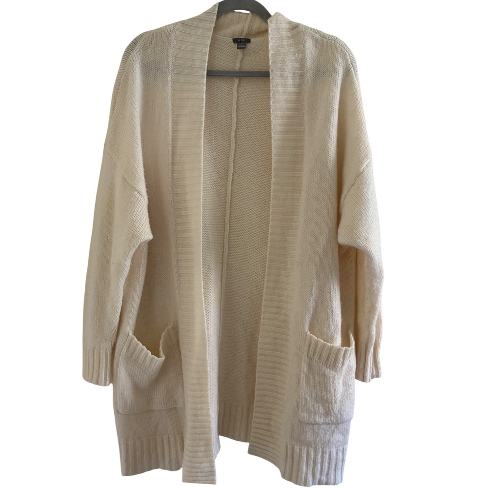 Aerie Open Front Wool Bl. Cardigan Women Size M Cream Oversized Coquette Girl